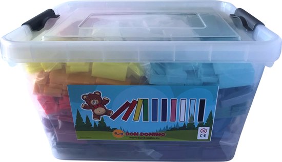Domino stenen Don Domino mega mix (1000 stuks - 25 kleuren) + opbergbox van BuitenSpeel