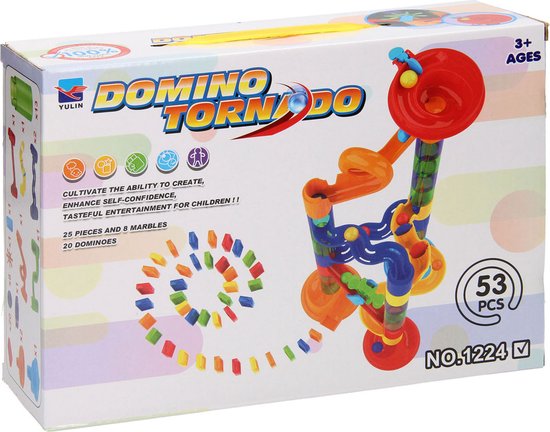 Domino Tornado knikkerbaan speelgoed set 53-delig kunststof. van Merkloos