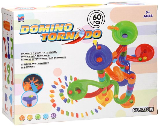 Domino Tornado knikkerbaan speelgoed set 60-delig kleurrijk. van Merkloos