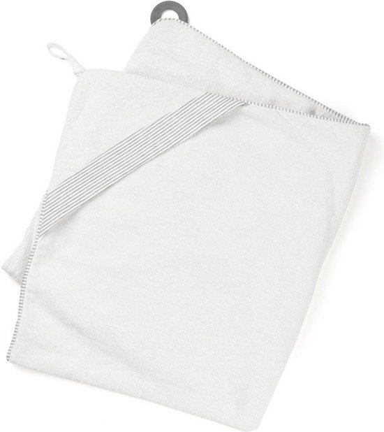 Doomoo - Dry'n Play White- Maxi Badcape met bijtrijng - Hou jezelf droog tijdens badtijd - 90X100 cm - bio katoen van Doomoo