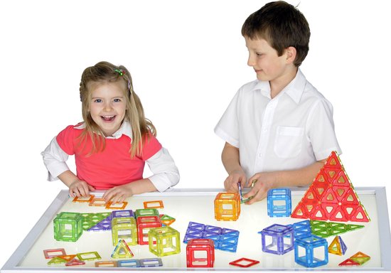 Doorzichtig magnetisch Polydron klassenset 128 stuks van Merkloos