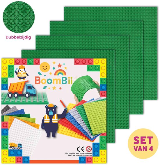 Dubbelzijdige bouwplaat donkergroen - LEGO geschikt - 4 bouwplaten van Strictly Briks