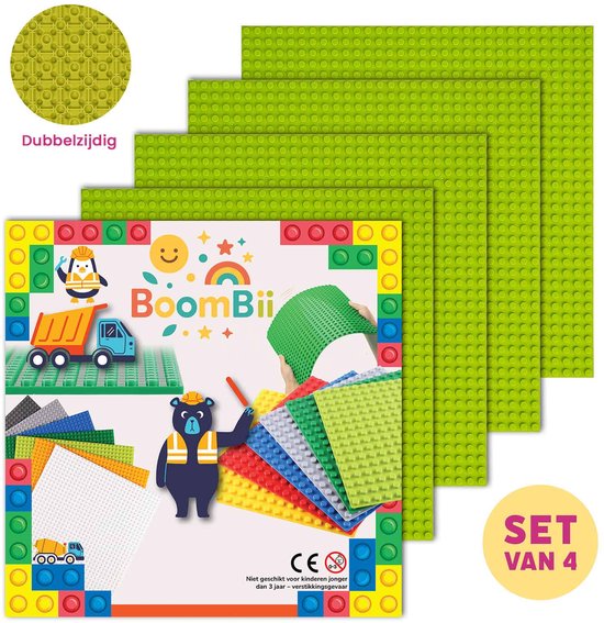 Dubbelzijdige bouwplaat lichtgroen - LEGO geschikt - 4 bouwplaten van WiseBigBlocks