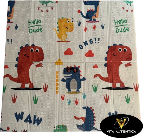 Dubbelzijdige XPE Foam Speelmat – Kruipmat – Speelmat Baby – Speelkleed – Opvouwbaar – 120x120 cm – Dino’s en Bosdieren van Merkloos