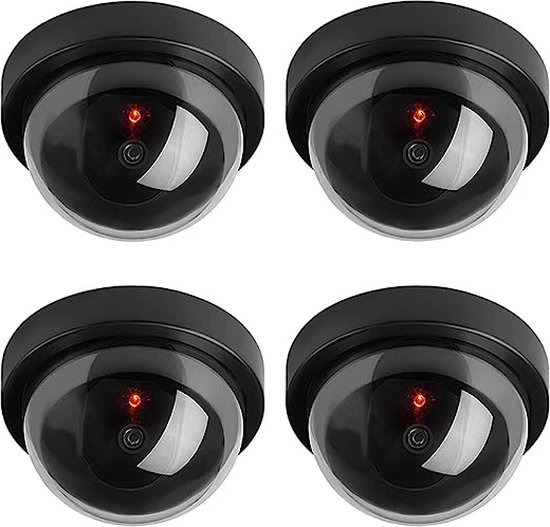 Dummy Camera (4 pack) - Beveiliging buiten en binnen - Waterdicht - Beveiligingscamera - Met LED indicator - Zonder baterijen - Nep camera - 35W - Rond - Zwart van HQ123