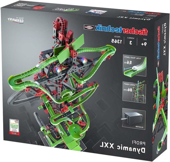 Dynamische Baan XXL - Knikkerbaan Motor - Technisch Inzicht Ontwikkelen - Met Loopings en LEDs - 1 meter hoogte - Multicolor van Merkloos