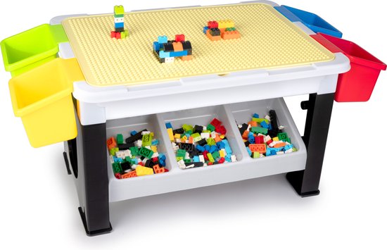 Eddy Toys 300-Delige Set Speelgoed - Speeltafel: 48 x 35 x 31 Cm  - 291 Bouwblokken - Opbergruimte - Plastic van Eddy Toys