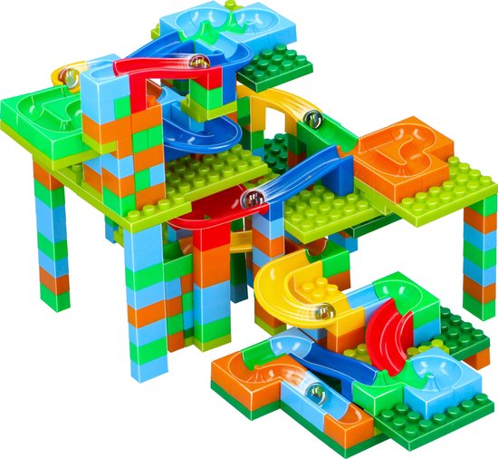 Eddy Toys Knikkerbaan - 248-Delig - met Knikkers - Kunststof - Rood, Geel, Groen, Blauw, Oranje van Merkloos