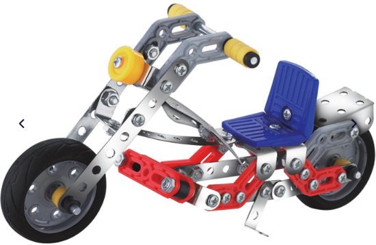 EDDY TOYS Metalen Blokken Bouwset – Maak je Eigen motorfiets – 145 -Delig Constructiespeelgoed met Gereedschap – Voor Kinderen vanaf 3 Jaar van Eddy Toys