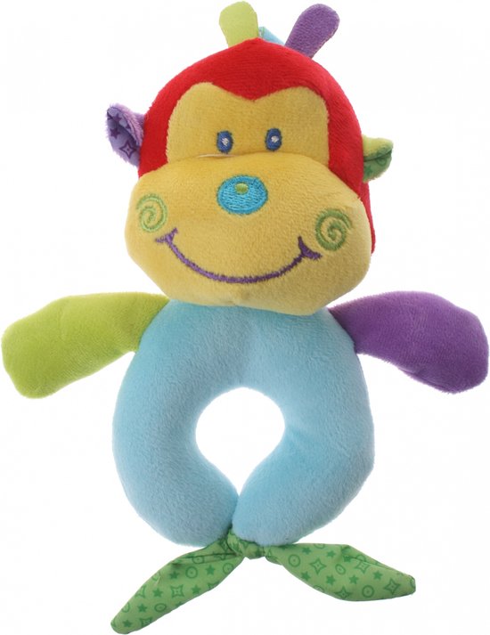 Eddy Toys Pluche Rammelaar Aap Geel/blauw 16 Cm van Eddy Toys