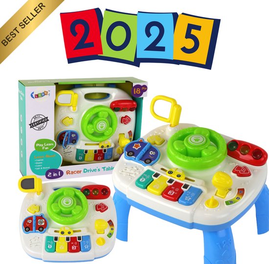 EduPlay Interactieve Educatieve Tafel 2-in-1 – Speeltafel met Stuur, Piano, Spiegel en Geluids- & Lichteffecten – Leerzaam Activiteitenspeelgoed voor Peuters vanaf 18 Maanden – Stimuleert Muzikaliteit en Motoriek – Met Ebook van Eduplay