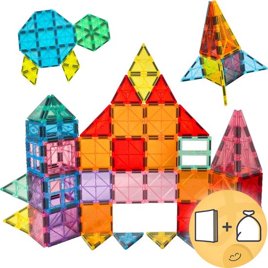 Eduvate Magnetic Tiles - Magnetisch Speelgoed - 100 Stuks - Magnetisch Bouwspeelgoed - Magnetische Bouwstenen - Magnetische Tegels van Merkloos