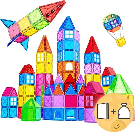 Eduvate Magnetic Tiles - Magnetisch Speelgoed - 60 Stuks - Magnetisch Bouwspeelgoed - Magnetische Bouwstenen - Magnetische Tegels van Merkloos