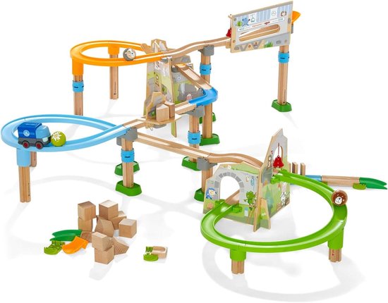 Eerste Balbaan Pakket - Knikkerbaan Set - Creatief Spelen - Inclusief Batterijwagen - 45 cm - Kleurrijk van Merkloos