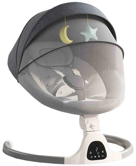 Elektrische Schommelstoel Baby - Babyschommel - Wipstoel - Baby Swing - Met Bluetooth - Klamboe - Slaapmodus - 3 Snelheden - Afstandsbediening - Grijs van Zedar