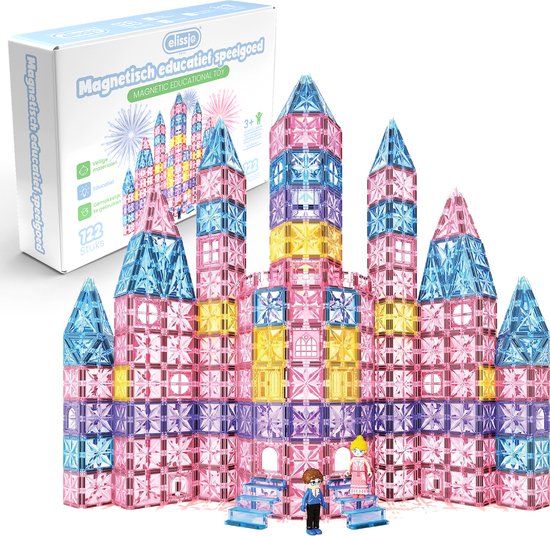Elissio® Star Pastel – Magnetische Bouwstenen - Magnetische Tegels – 122-delig Constructiespeelgoed – Montessori Magnetisch Speelgoed voor Kinderen van Elissio