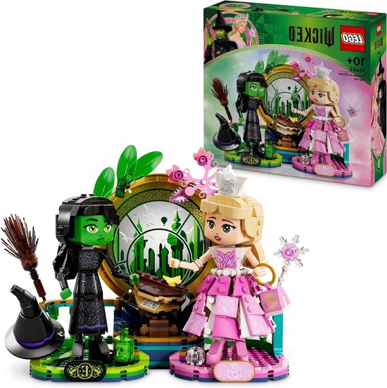 Elphaba en Glinda figuren Fantasierijk Bouwpakket voor Kinderen met Bouwbare Personages Poppetjes en Bezem - Cadeau voor Meisjes Jongens Tieners en Fans vanaf 10 jaar 75682. van LEGO