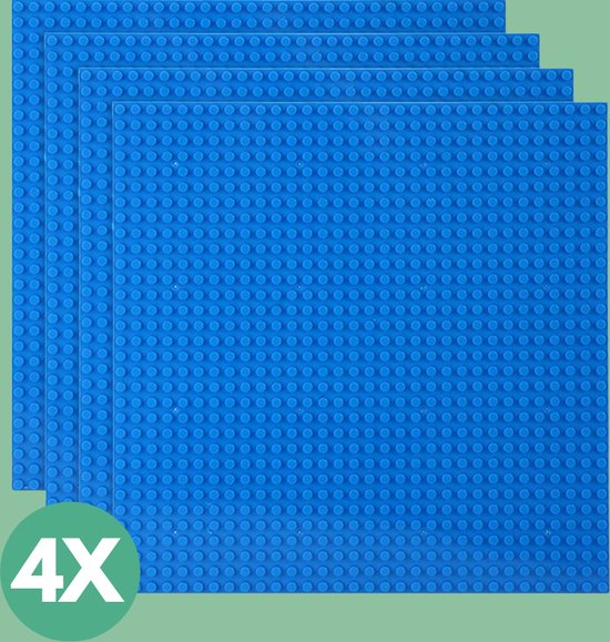 Enluxe Bouwplaat Blauw Set 4 Stuks - 32x32 Noppen l Geschikt voor LEGO Bouwstenen | Stapelbare Grondplaat voor Creatieve Bouwprojecten l 25,5 cm x 25,5 cm van Enluxe