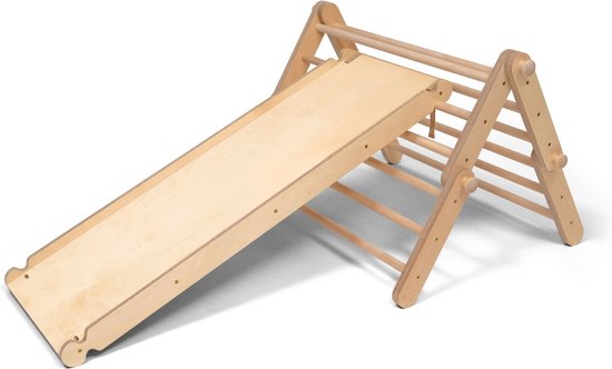 Ette Tete Mopitri - Houten Pikler klimrek met glijbaan - 4 segmenten - Verstelbaar - Open Ended play - Montessori - Klimtoren - Inklapbaar - Duurzaam van Ette Tete