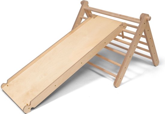 Ette Tete Sipitri - Houten Pikler klimrek met glijbaan - 2 segmenten - Open Ended play - Montessori - Klimtoren - Inklapbaar - Duurzaam van Ette Tete