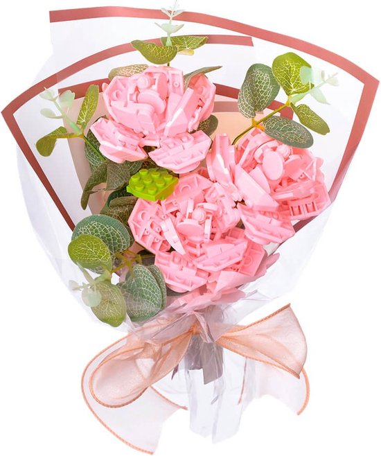 Eurekakids Bouwset Boeket Bloemen - Roze Bos - 234 Bouwstenen - In Giftbox - 36 x 20 x 6 cm van Eurekakids