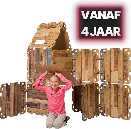 Fantasy Forts Large Set - Speelhuisje - 4 tot 12 jaar - 16 Platen - 16 Clips - 36 Klittenband stukjes - Hut bouwen - Bouwpakket kinderen van Merkloos