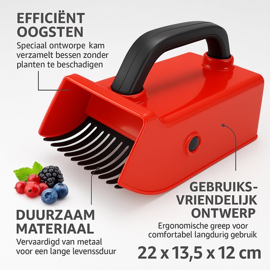 Ferrarium bessenplukker met metalen kam – Voor Blauwe Bessen, Bramen & Rood Fruit – Handige Fruitplukker 22x13,5x12 cm – Ideaal voor Oogst & Tuin van Ferrari