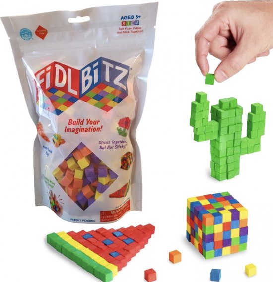FIDLBITZ bouwblokjes - zelfklevende blokjes om te te bouwen - steeds herbruikbaar - 2D of 3D speelgoed - funcadeau schoencadeau - kerst cadeau tip van Merkloos