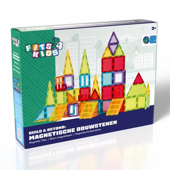 Fits4Kids® Magnetic Tiles - Build & Beyond - 66-delig - Magnetisch Speelgoed - Bouwstenen - Montessori - STEM Speelgoed - 3+ jaar van Fits4Kids