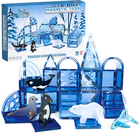 Fits4Kids Magnetic tiles - Magnetische Bouwtegels - STEM Speelgoed voor Creatief Bouwen - Magnetische bouwstenen - Frozen Constructions van Fits4Kids