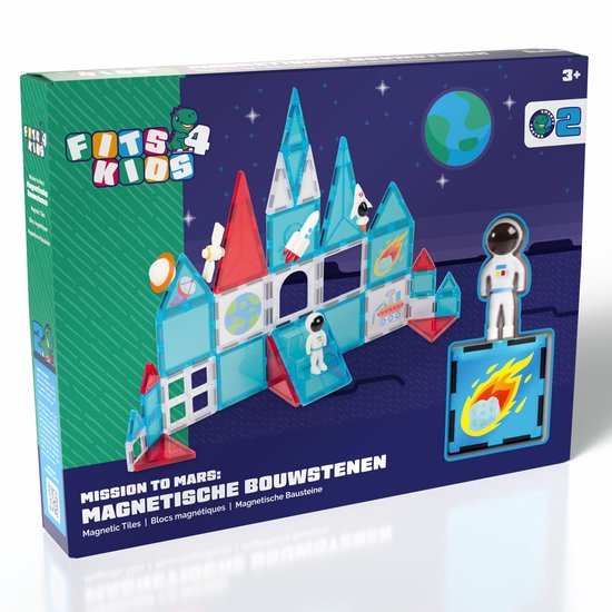 Fits4Kids® Magnetic Tiles - Mission to Mars - 39-delig - Magnetisch Speelgoed - Bouwstenen - Montessori - STEM Speelgoed - 3+ jaar van Fits4Kids