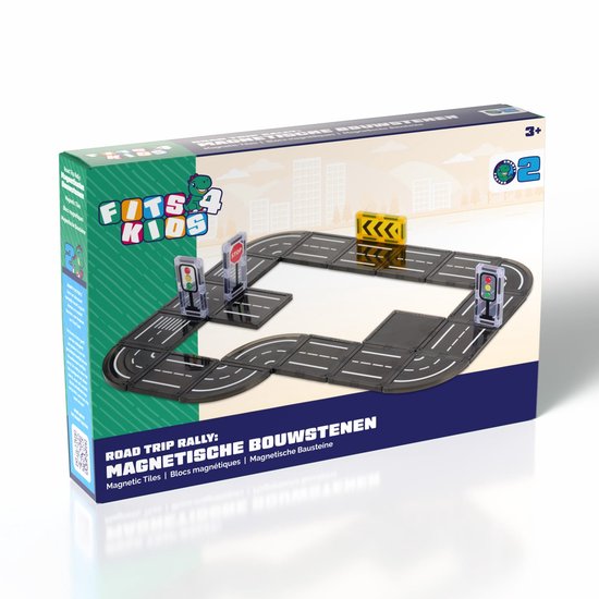 Fits4Kids® Magnetic Tiles - Road Trip Rally - 24-delig - Magnetisch Speelgoed - Bouwstenen - Montessori - STEM Speelgoed - 3+ jaar van Fits4Kids