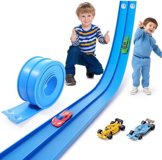 Flexibele Racebaan 5 Meter met 4 Auto's en Zuignappen voor Kinderen van Toi-Toys