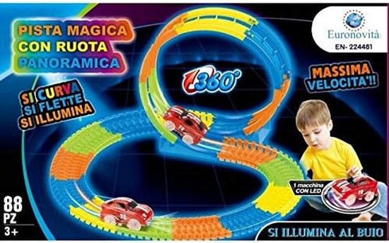 Flexibele Racebaan 88 Delen met LED Auto - Lichtgevend in het Donker Baansysteem van Merkloos