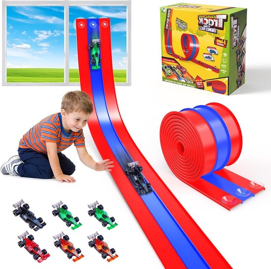 Flexibele Racebaan - Autobaan Kinderen - Creatief Spelen - Drie Sporen - 5 Meter - Multicolor van Merkloos