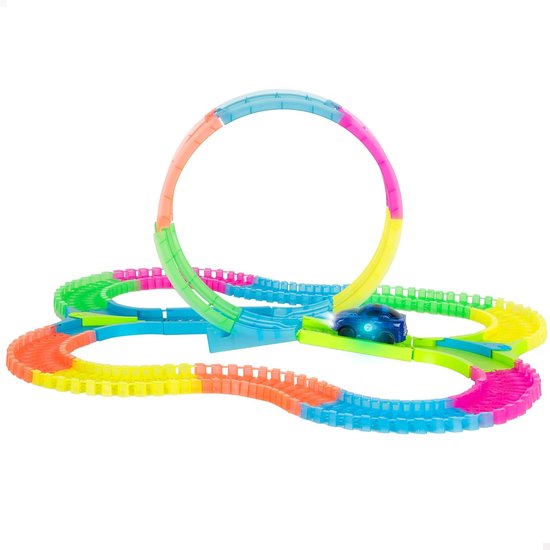 Flexibele Racebaan - Glow in the Dark Piste - Kinderen Spelen - 360 Graden Loopings - 350 cm Lengte - Meerkleurig van Merkloos