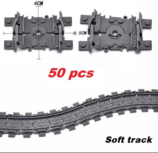 flexibele treinrails 50 stuks bricksNblocks®- Flexible Train Tracks - ook geschikt voor Mould King, en Lego treinbanen - aanvullingsset voor bouwblokjes treinbanen | Lego compatible van bricksNblocks®