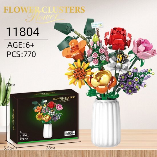 Flower Bouquet bouwset - Bloemen Bouwpakket - Creatieve Bloemenboeket Constructieset – Compatibel met LEGO – Educatief STEM Speelgoed - 770 Stuks van FLO