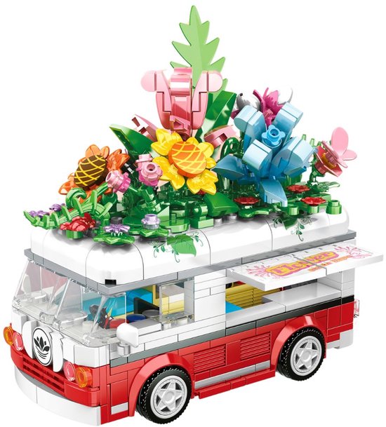 Flower Camper Building Set - Bloemen Kampeerbus Bouwset - Kleurrijke Bloemen Bouwpakket – Creatieve Bloemenboeket Constructieset – Compatibel met LEGO – Educatief STEM Speelgoed - 457 Stuks van Merkloos