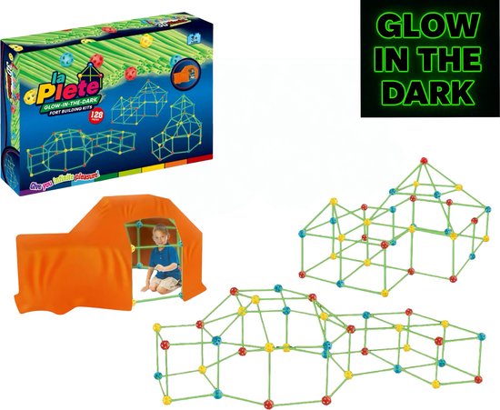 Fort Bouwpakket Glow In The Dark 128pcs - Constructiespeelgoed - Buitenspeelgoed - Bouwsets - Montessori Speelgoed - Speelgoed 3 Jaar - Speelgoed 4 Jaar - Speelgoed 5 Jaar van Toyi.
