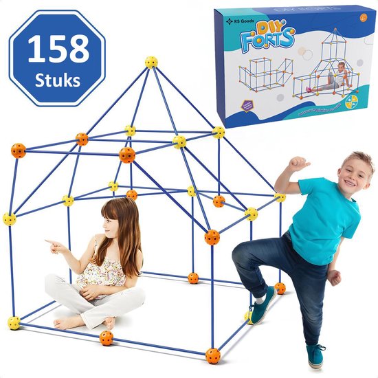 Fort Bouwpakket met 158 Onderdelen - Sensorisch Speelgoed - Educatief Speelgoed - Montessori Speelgoed - Buitenspeelgoed - Kinderspeelgoed - Bouwset - Speelgoed Jongens & Meisjes - Speelgoed 3 Jaar - Speelgoed 4 Jaar - Speelgoed 5 Jaar van Merkloos