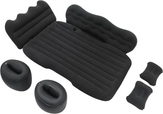 Fubzz Auto Luchtmatras - Opblaasbaar Bed Voor Achterbank - Comfortabel Reismatras Voor Auto SUV - Inclusief Pomp Kussens En Opbergtas - Zwart van Fubzz