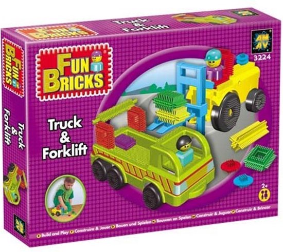 Fun Bricks Vrachtwagen en heftruck bouwset - Bouwen en spelen - 43 delig van Njoykids