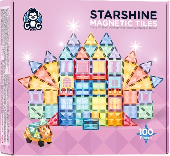 G G 1989 - Magnetic tiles - Pastelkleur - Diamantpatroon - 100 delen van Merkloos