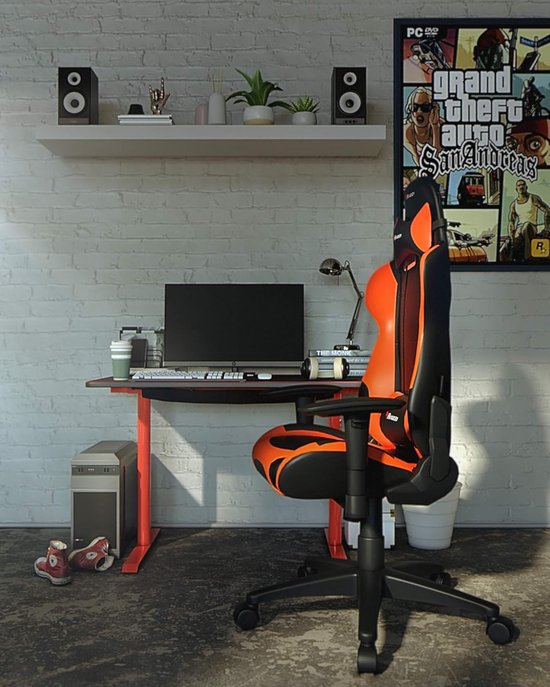 Gamingtafel - Speeltafel bureau - Comfortabel gamen - Grote muismat - 114x72x72.5 cm - Rood van Merkloos