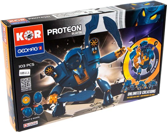 Geomag Kor Proteon Blatta Blauw/oranje 103-delig van Geomag