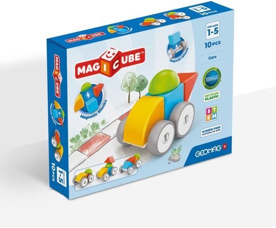 Geomag | Magicube Blokken Gerecycled Auto's 10 stuks van Merkloos