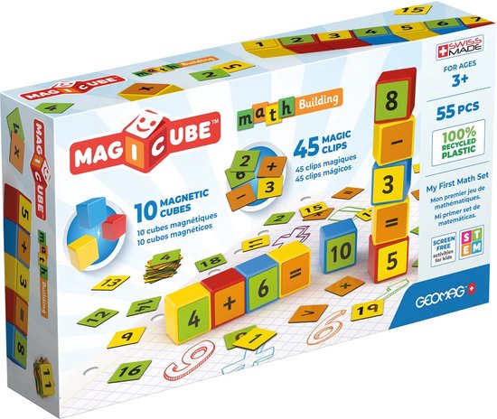Geomag Magicube Wiskunde Bouw Gerecycled Clips 55 stuks van Geomag
