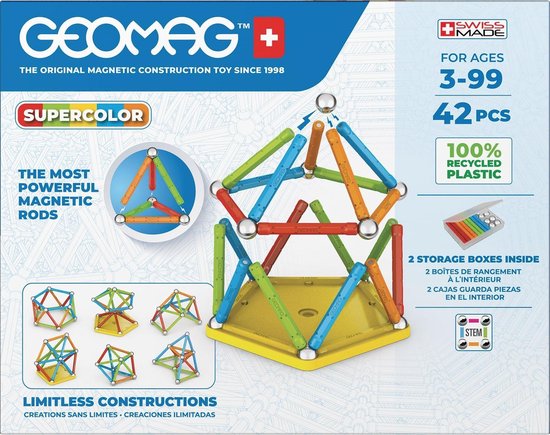 Geomag Super Color Recycled 42 delig van Geomag