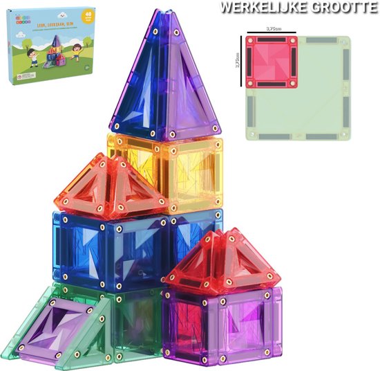 Gladi Tiles | Micro Tiles 40 Stuks - Magnetisch Speelgoed Reisset - Magnetic Tiles - STEM Speelgoed voor 3 t/m 12 Jaar - Magnetische Tegels - Magnetische Bouwstenen - Educatief Speelgoed - Speelgoed Cadeau van Merkloos